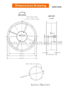 254x89mm 254mm round fan high cfm 100v 125v 220v 240v 380v ac fan