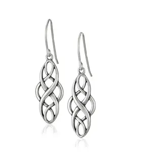 Sterling Silver Celtic Design Oval Dangle Earrings