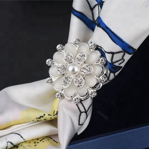Perfil Bajo bufanda Simple anillo oro plata aleación llena gema artificial flores bufanda joyería - Product Image 2