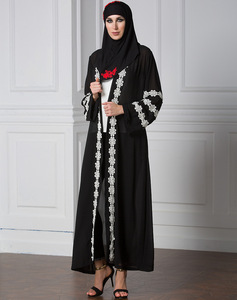 <span class=keywords><strong>Abaya</strong></span> Kimono Donna Ultimo Modello Dubai <span class=keywords><strong>Nero</strong></span> Aperto Davanti Stile Pera Moda Musulmana Vendita all'Ingrosso - Product Image 4