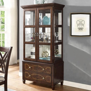 American Style Solid Wood Wine <strong>Cabinet</strong> Two Door Wine <strong>Cabinet</strong> <strong>Corner</strong> Glass <strong>Display</strong> <strong>Cabinet</strong> - Product Image 1