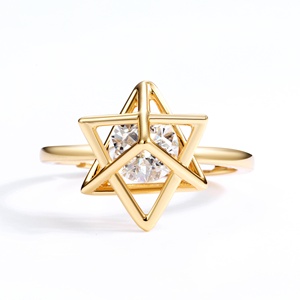 Moderne Nieuwe Ontwerp Ringen Gold Cz <span class=keywords><strong>Diamond</strong></span> 925 Sterling Zilveren Driehoek Geometrische Ring - Product Image 1