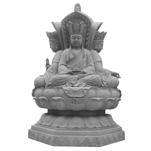 Escultura de Bodhisattva Manjusri de Cuatro Lados, Tallada en Piedra Natural Grande del Templo del Dios Wenshu <span class=keywords><strong>Pusa</strong></span>, Estatuas de Buda Rezando - Product Image 2