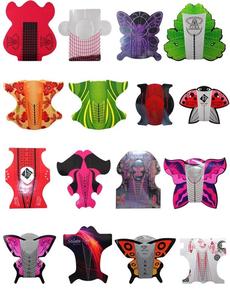 תוויות פרטיות מותאמות אישית צורות כפולות הציפורן 300pcs/500pcs לכל גליל פלסטיק צורה עם דפוסי פרפר מרובע - Product Image 3