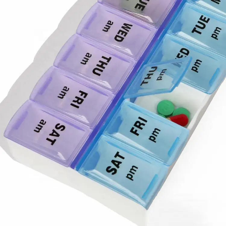 Пластиковый органайзер для еженедельных таблеток дважды в день, коробка для таблеток, напоминания о медикаментах