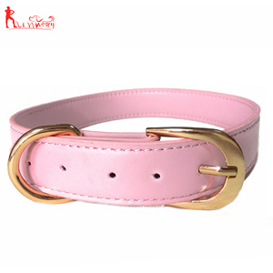 Collar de perro de cuero Rosa Suave personalizado Clip de metal dorado ajustable para tamaño pequeño mediano grande - Product Image 6