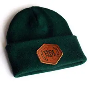 Beanies Fashion Winter Hat Custom Leather Patch Beanies