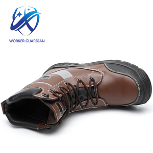 Marrone <span class=keywords><strong>In</strong></span> <span class=keywords><strong>Pelle</strong></span> di Mucca Caviglia Alta Stivali Da Lavoro di Sicurezza Produttori - Product Image 3
