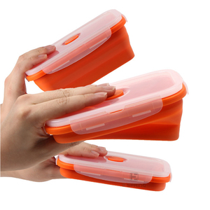 Collapsible Silicone Silicone Container 350ml BPA FREE Square Shaped Collapsible Silicone Food Storage Container