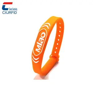 ISO14443A Full Color Logo Printing Adjustable Silicone Bracelet MIFARE Classic 1K NFC Wristband