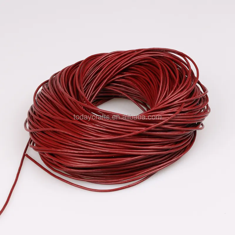 Tali Kulit 1.5Mm, Tali Kulit Coklat Merah, Renda Pewarna Alami dari Kabel Kulit, Gelang Pembungkus AS
