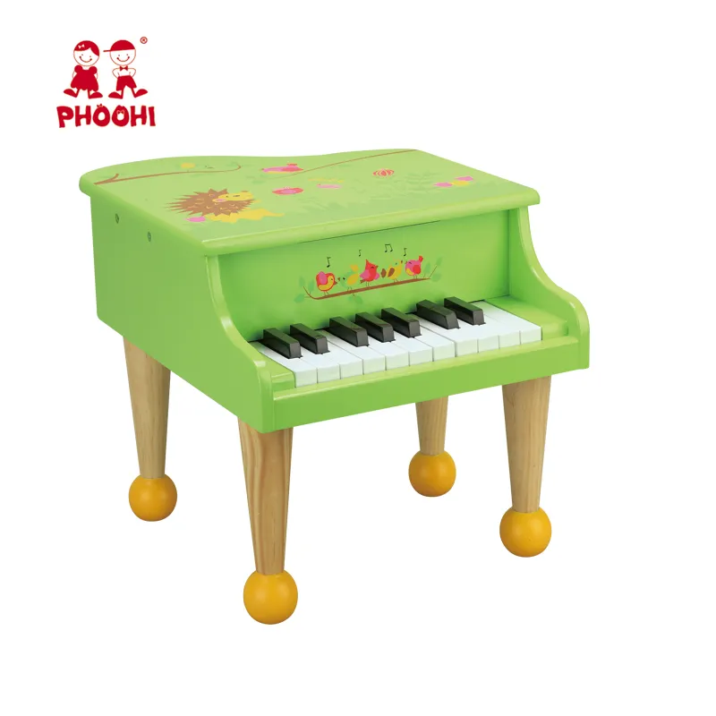 ग्रीन शेर कार्टून 18 कुंजी बच्चे संगीत खिलौना लकड़ी बच्चा पियानो बच्चों के लिए 3 +