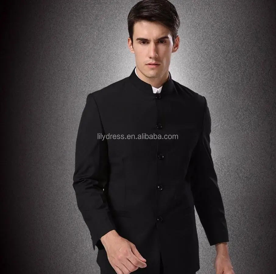 (Jacken hose) Herren Formelle Business-Anzüge Hosen Chinesische Tunika-Anzüge Schwarz Neuankömmling Traditioneller zweiteiliger Mandarin-Anzug