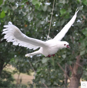 Large size feather bird decoration white doves floral birds - Product Image 1