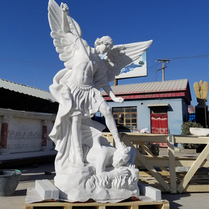 Estatua de mármol blanco tallado a mano para exteriores, escultura de Saint Louis de Assisi - Product Image 3