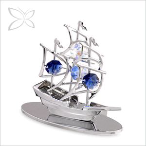 Crystocraft Vente en gros Cadeau d'entreprise Décor de voilier en métal chromé Cristaux taillés brillants - Product Image 2