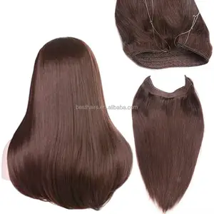 Invisible Wire Headband Hair Extensions 100グラムUnprocessed Brazilian Virgin Straight Human Hair Piece Fish In Hair Weave