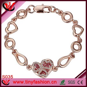 Más nuevo color de rosa chapado en oro del corazón conjunto collar pendiente pulsera - Product Image 1