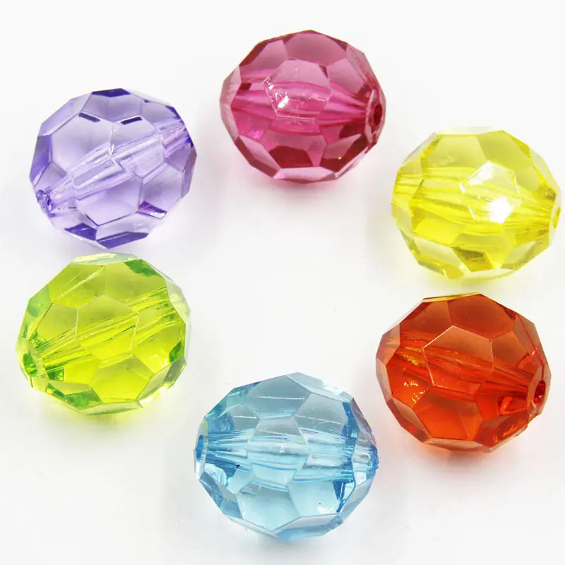 Factory Price 22mm Multicolor Transparent Round Chunky Acrylic Faceted Wholesale Beads