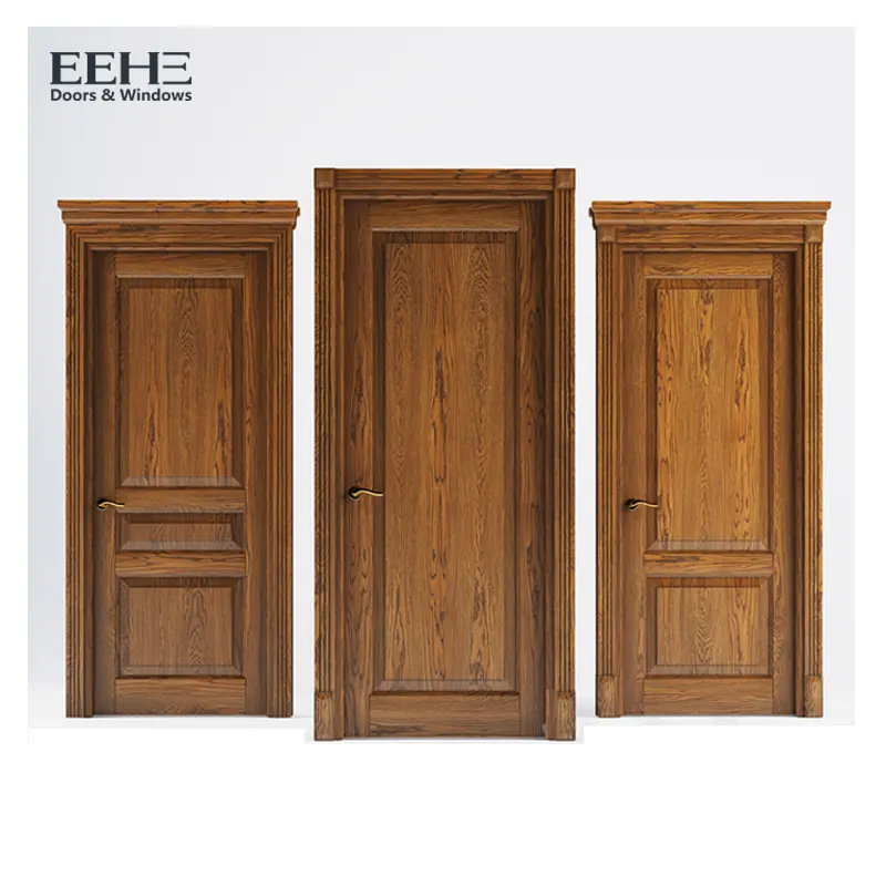 Diseño de puerta de habitación de puerta de panel de madera interno