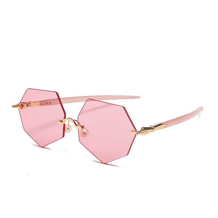 20333 Super hot Eyewear 2018 Neue randlose Heptagon-Sonnenbrille Mode Damen Sonnenbrille