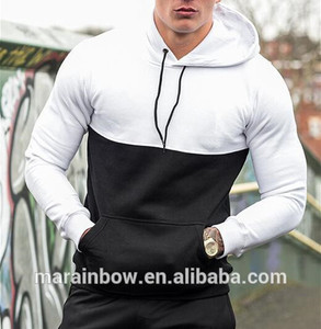Custom Two Tone Hoodies Mens Panel Gym Pullover Hoodie Gym Wear Tracksuit <strong>Top</strong> 100% Cotton Fleece Muscle Fit Hoodie - Product Image 2