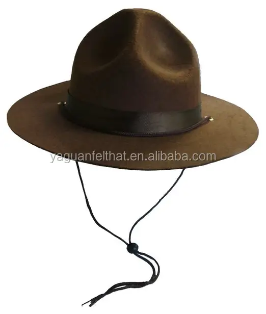 100% צמר הרגיש כובע שכבה כפולה הרגישה גורקה עם להקת זיעה עם רצועת סנטר עור נפאל
