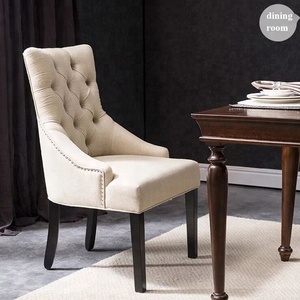 Silla <span class=keywords><strong>de</strong></span> <span class=keywords><strong>Comedor</strong></span> Moderna con Respaldo Alto <span class=keywords><strong>de</strong></span> Tela, Respaldo Acolchado con Botones, Estructura <span class=keywords><strong>de</strong></span> Madera Maciza para Muebles del Hogar y Uso en Restaurantes - Product Image 4