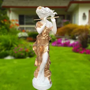 El yapımı bahçe yaşam boyutu reçine fiberglas müzik kız heykeli