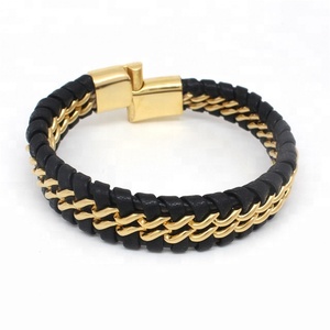 Nuovo Modello di <span class=keywords><strong>Bracciale</strong></span> da <span class=keywords><strong>Uomo</strong></span> Yudan Jewelry in Pelle <span class=keywords><strong>e</strong></span> Oro - Product Image 3