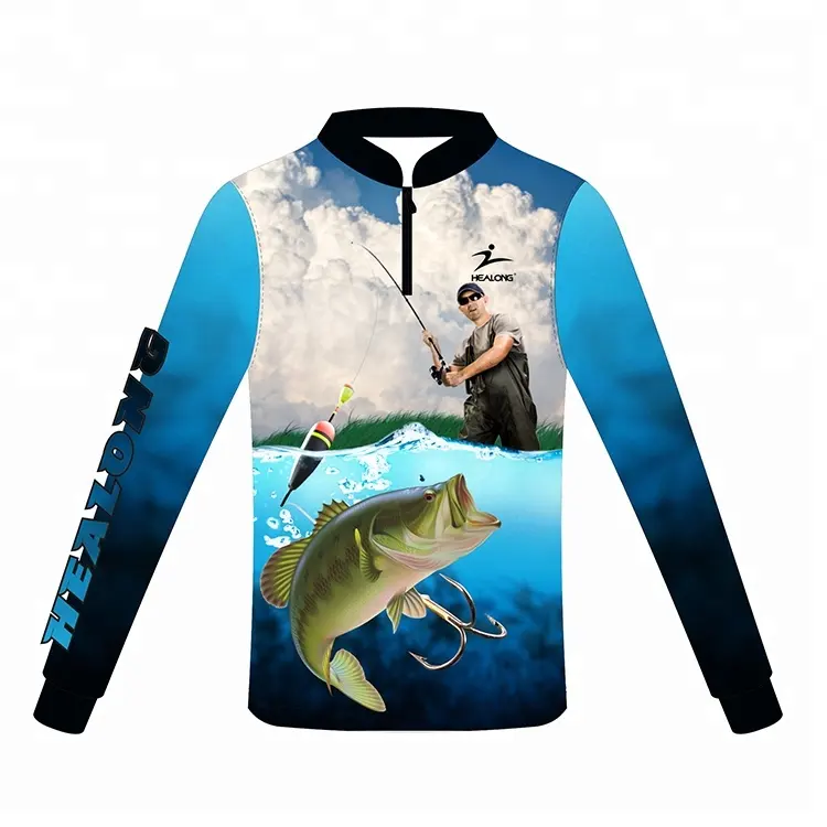 Ropa de camisetas de pesca de manga larga, diseño de Jersey de pesca personalizado