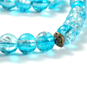 YS168 Desain Kustom Manik-manik Bulat Pernikahan Islam Rumbai Kalung Buatan Tangan Religius Biru Disesuaikan Ukuran Kristal, Berlian Imitasi