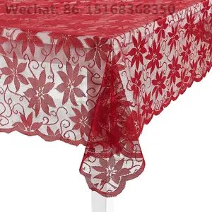 Weihnachten blume Rechteck Rot Jacquard spitze Weihnachtsstern tischdecken 60x120 zoll oder 152x305 cm