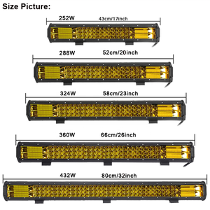 12V/24V phụ kiện xe hơi 4x4 offroad hổ phách Led Bar ba hàng hổ phách/Trắng Led Light Bar 4-37inch 36-504W Combo chùm Led Đèn Pha - Product Image 2