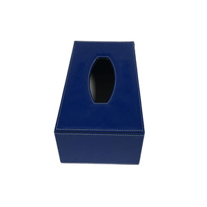 Boîte à mouchoirs en cuir PU avec doublure en mousse EVA bleu foncé pour bureau et hôtel - Product Image 2