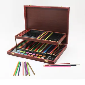 Penjualan Laris Set Seni Kuas Cat Pensil Menggambar 123 Buah Cat Air Portabel untuk Lukisan Dewasa