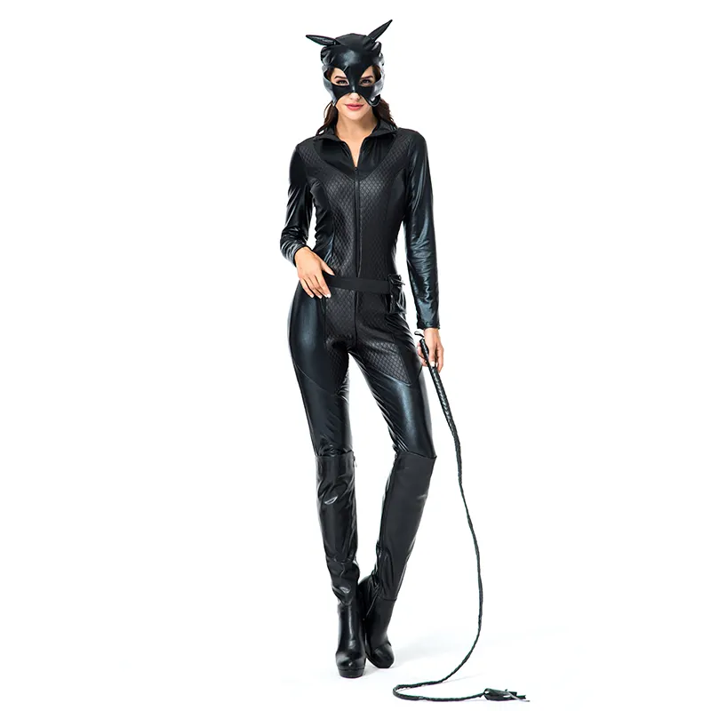 Mono Sexy de piel sintética para niñas, disfraz de Catwoman