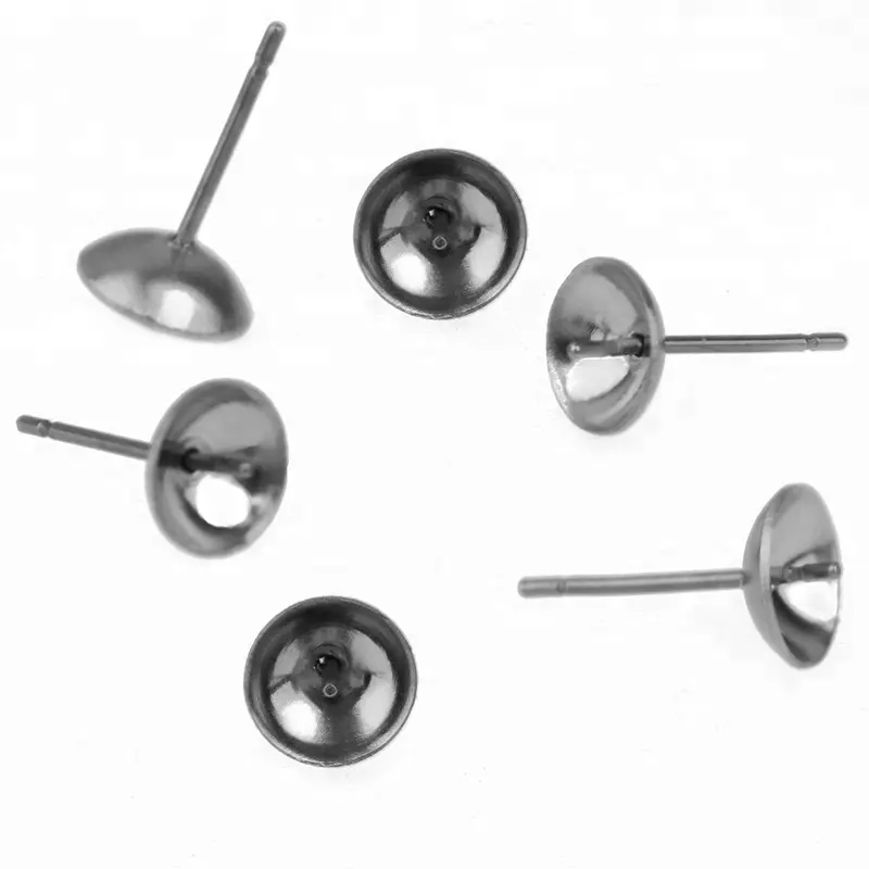 20pcs/bag Stainless Steel Stud Earrings Bases Blanks Settings Circle Bezel with Pin Pearls Cabochons Earrings post DIY Findings