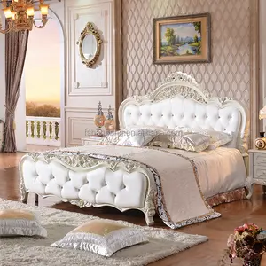 Latest Double Bed Design Furniture Royal Luxury White Bedroom Furniture