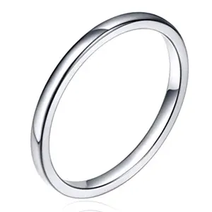 Tamanho 4-12 doméstico de metal de carboneto de tungstênio 2mm liso banda de casamento anel de prata