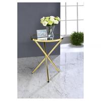Table basse ronde petite en fer doré avec revêtement en poudre, style moderne, pour salon, usage domestique, collection SWT 2025 Dubaï