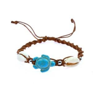 Braccialetto DK HAWAIIAN per Bambini in Stile Spiaggia <span class=keywords><strong>con</strong></span> Ciondolo <span class=keywords><strong>Tartaruga</strong></span> e Conchiglia Cowry, in Lega e Corda Cerata Turchese, Misura Regolabile - Product Image 5