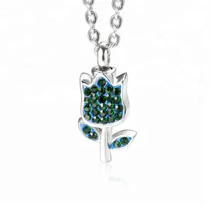 Marlary Crémation Bijoux Vert CZ Incrustation Mémorial Tulipe Cendre Souvenir Pendentif Fabricant