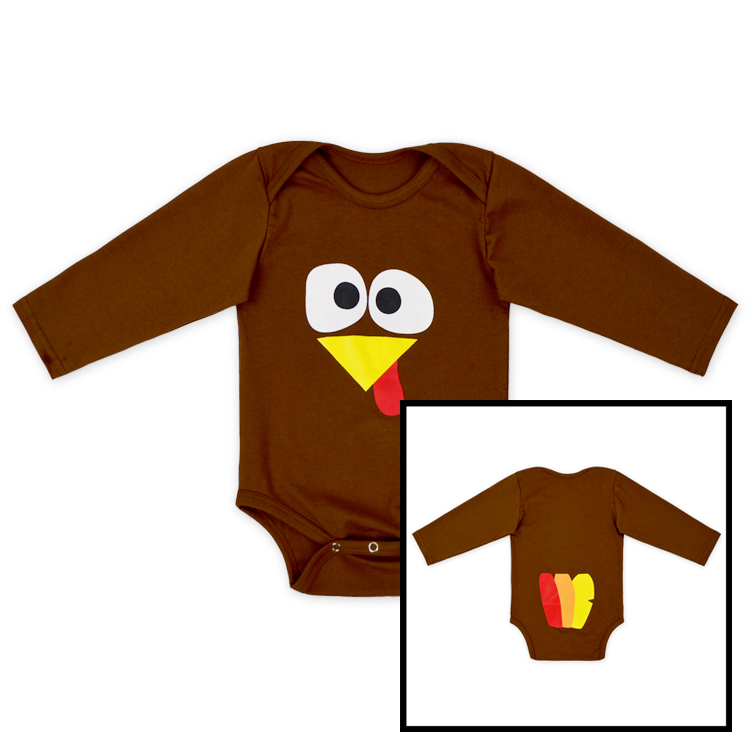 Малыш благодарения органический хлопок Турции боди с длинными рукавами