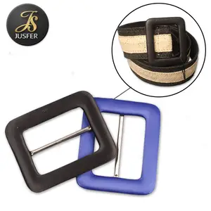 Square combined button cloth covered women nickel leather belt buckle