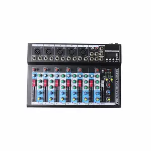 Oem 7 channel music audio mixer for sale recording mp3 LCD player 3 band EQ 2 mic/line input 1 stereo input, F7-MB