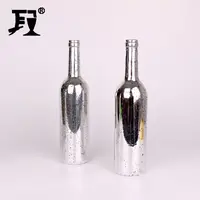 Luxury empty electroplating 700ml wine bottle with cork bulk glass wine bottle