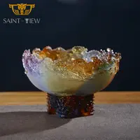 हस्तनिर्मित कास्टिंग कला ग्लास चीनी ड्रेगन खजाना कटोरा फेंगशुई गहने