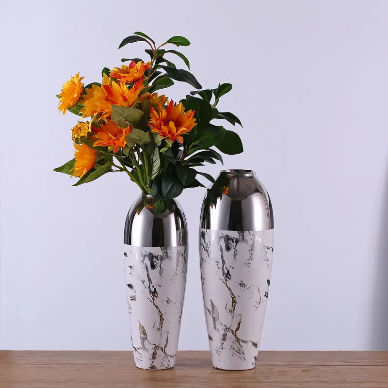 Sáng Tạo Hiện Đại Receptacle Ceramic Vase Trang Trí Nội Thất Flower Vase Màu Bạc