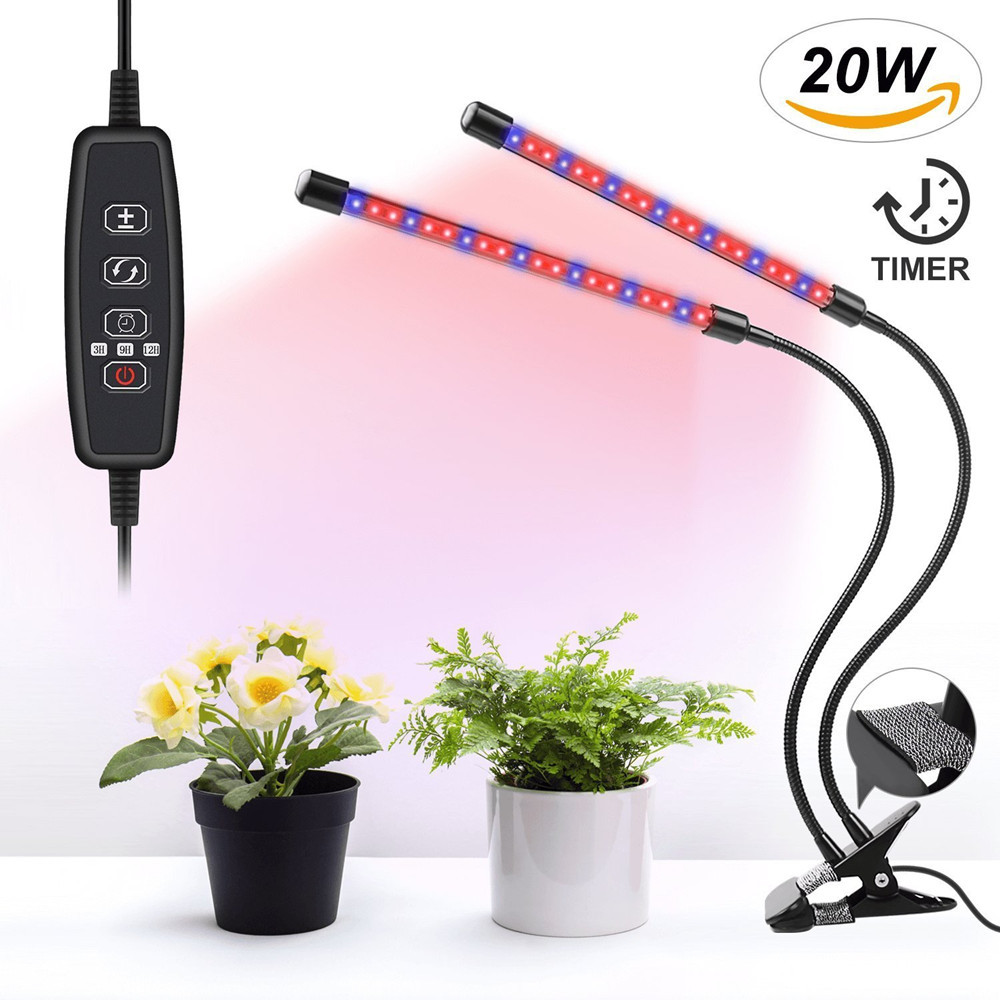 Full Spectrum Dimmable 3/9/12 horas memoria sincronización 18 W doble cabeza planta de interior crece la luz LED kit